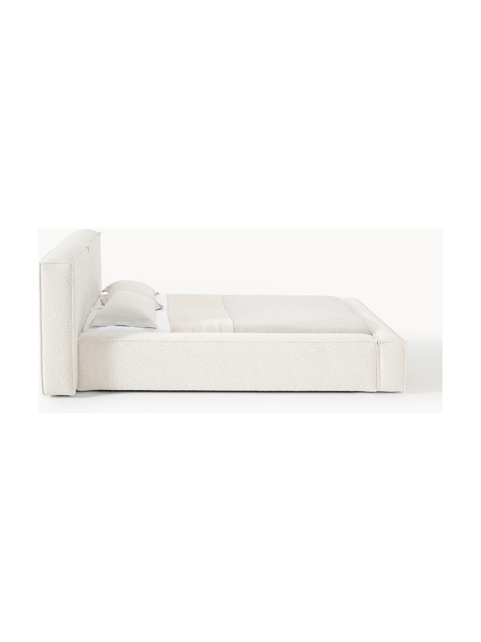 Čalúnená buklé posteľ Lennon, Buklé lomená biela, Š 208 x D 243 cm (spacia plocha 140 x 200 cm)