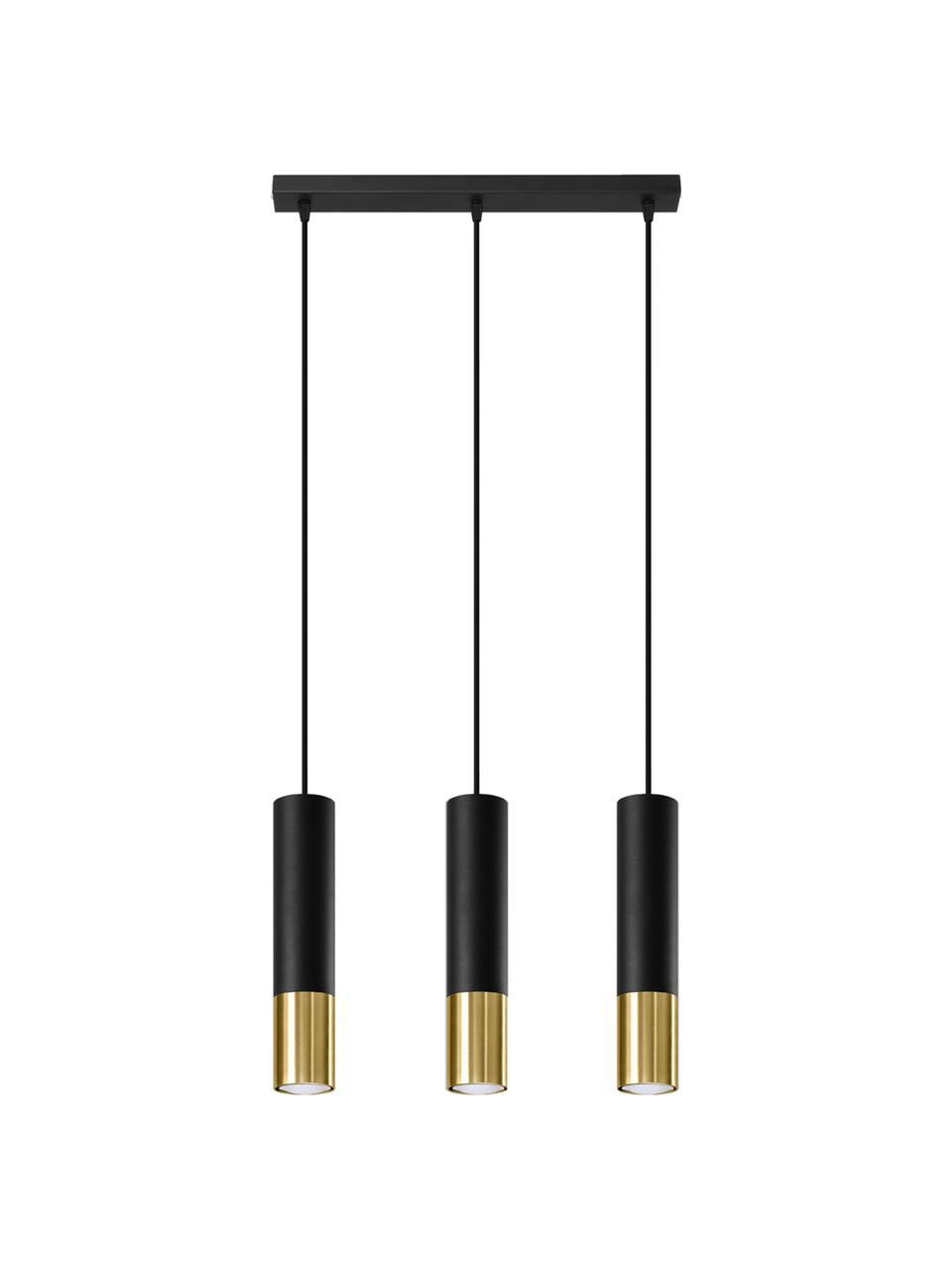 Lámpara de techo Longbot, Pantalla: acero recubierto, Anclaje: acero recubierto, Cable: plástico, Estructura: madera de roble, negro pintado Patas: dorado brillante cepillado, An 40 x Al 30 cm