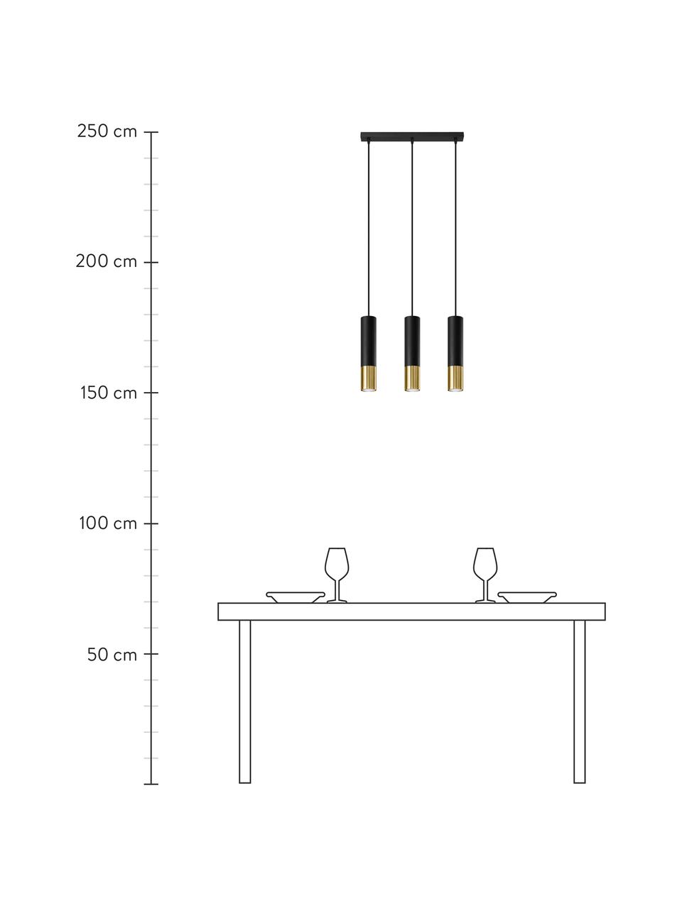Pendelleuchte Longbot in Schwarz-Gold, Lampenschirm: Stahl, beschichtet, Baldachin: Stahl, beschichtet, Schwarz, Goldfarben, B 40 x H 30 cm