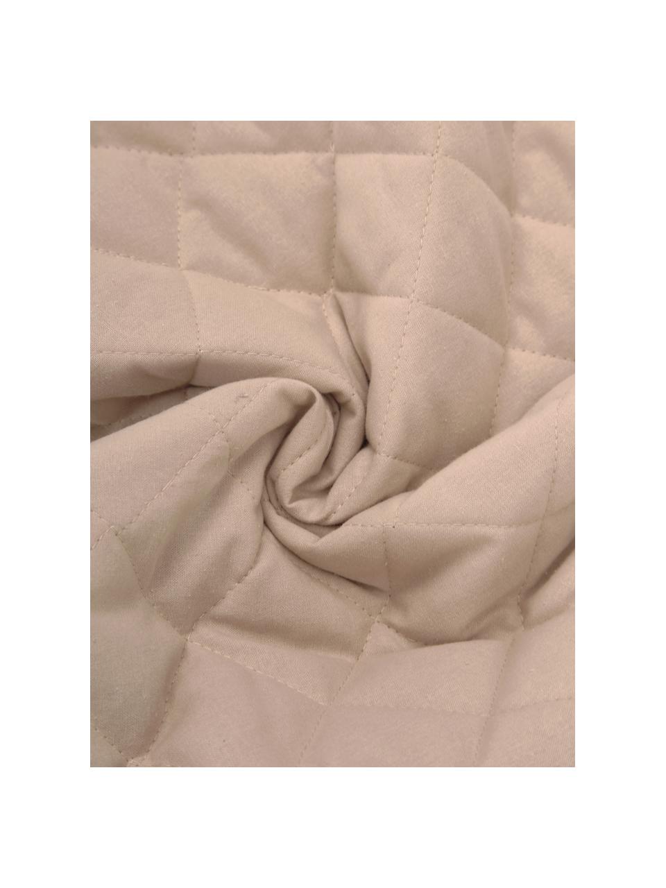 Gewatteerde bedsprei Cherie van biokatoen, Rand: 100% fluweel, Ecru, beige, B 150 x L 250 cm (voor bedden tot 100 x 200)