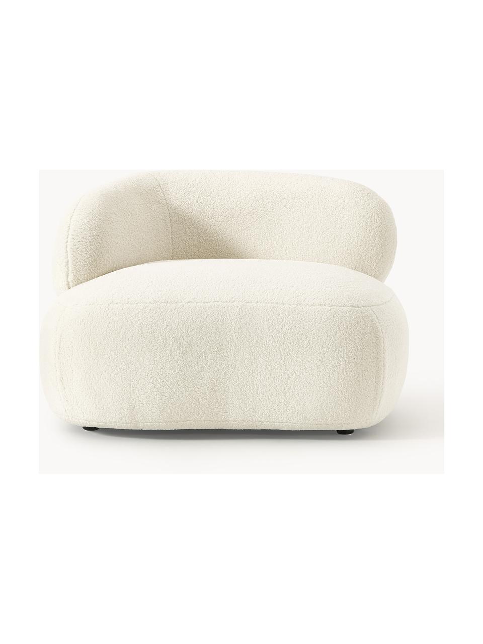 Fauteuil lounge peluche Alba, Peluche blanc cassé, larg. 102 x prof. 89 cm, dossier à gauche