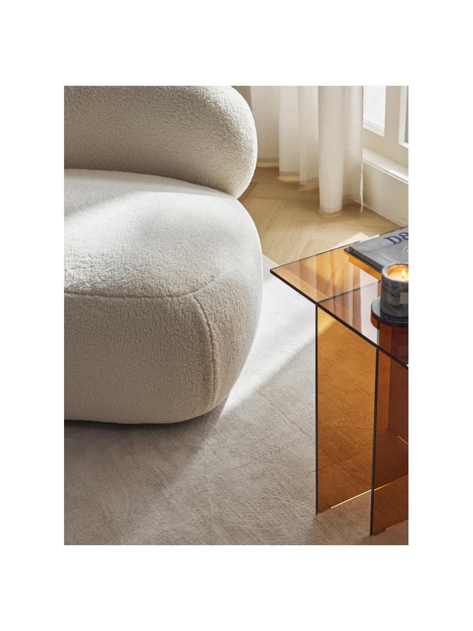 Kreslo z plyšu Alba, Plyšová lomená biela, Š 102 x H 89 cm, s operadlom naľavo