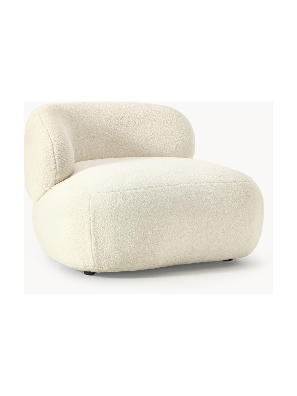 Sillón lounge de borreguillo Alba, Tapizado: tejido bouclé (100% polié, Estructura: madera de abeto maciza, m, Patas: plástico El material util, Tejido Off White, An 102 x F 89 cm, módulo esquina izquierda