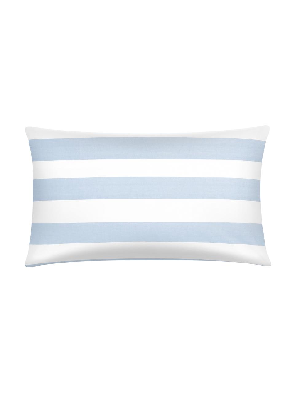 Funda de almohada de algodón Lorena, Azul claro, blanco crema, An 50 x L 70 cm