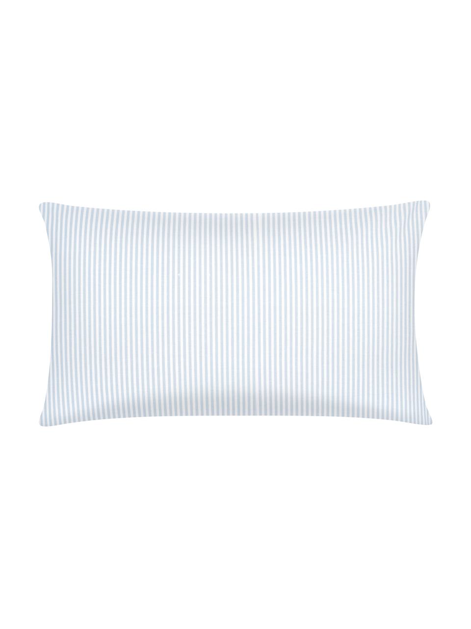 Funda de almohada de algodón Lorena, Azul claro, blanco crema, An 50 x L 70 cm