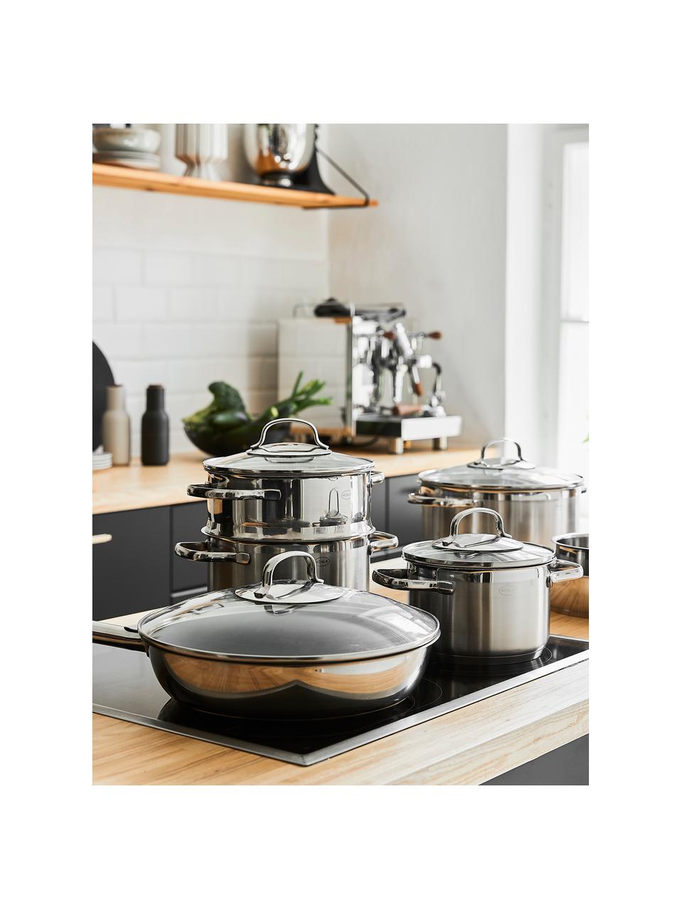 CASSEROLE INOX X 5 LOT INDUCTION CERAMIQUE ELECTRIQUE GAZ DE DIFFERENTS  TAILLES