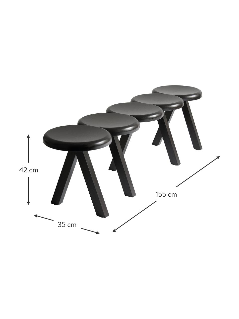 Banc de bois de chêne Millepiedi, Bois de chêne, laqué, Bois de chêne, noir laqué, larg. 155 x prof. 35 cm