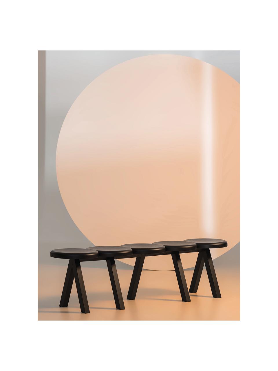 Sitzbank Millepiedi aus Eichenholz, Eichenholz, lackiert, Eichenholz, schwarz lackiert, B 155 x T 35 cm