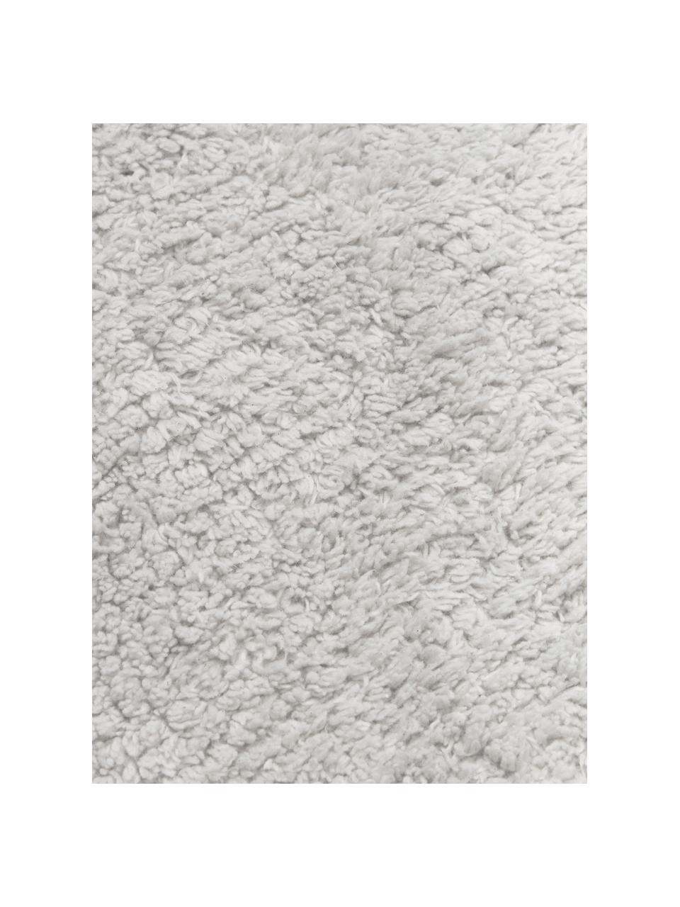 Tapis de couloir blanc en coton à franges, tufté main Daya, Gris clair, larg. 80 x long. 300 cm