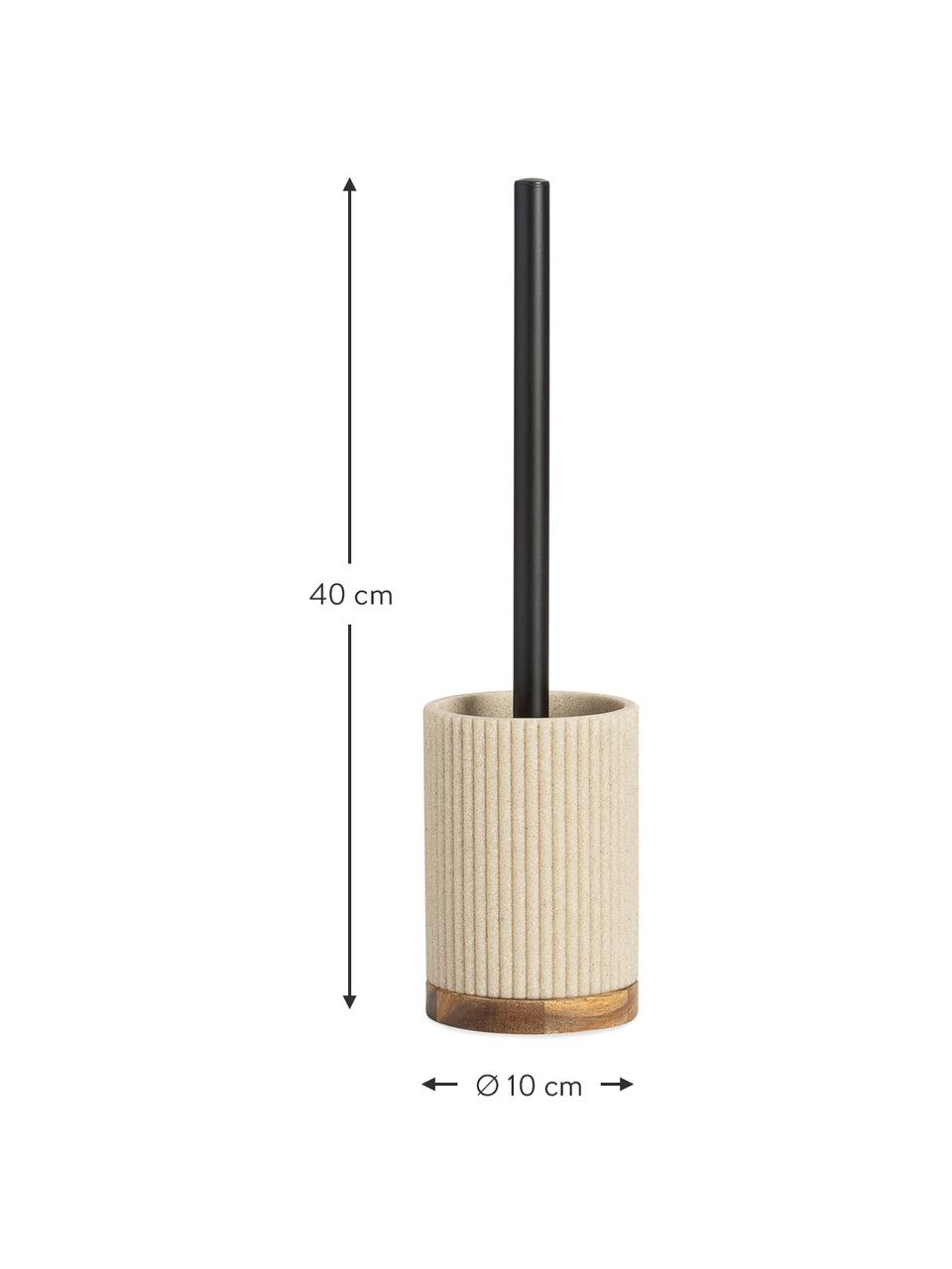 Szczotka do WC z dekorem z drewna Laura, Tworzywo sztuczne, drewno akacjowe, Beżowy, Ø 10 x W 40 cm
