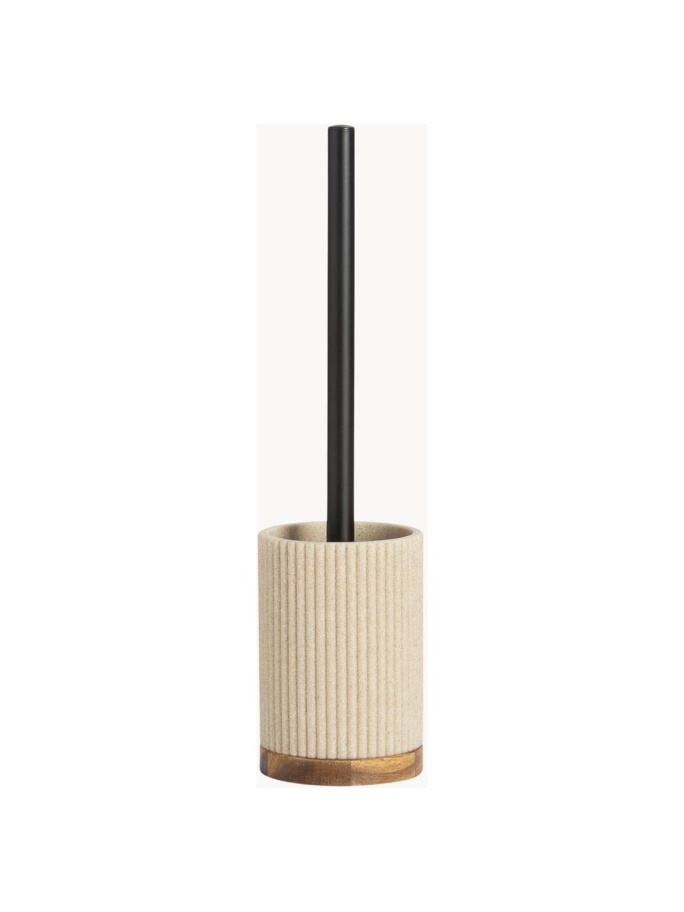 Brosse pour WC Laura, Plastique, bois d'acacia, Beige clair, bois foncé, Ø 10 x haut. 40 cm