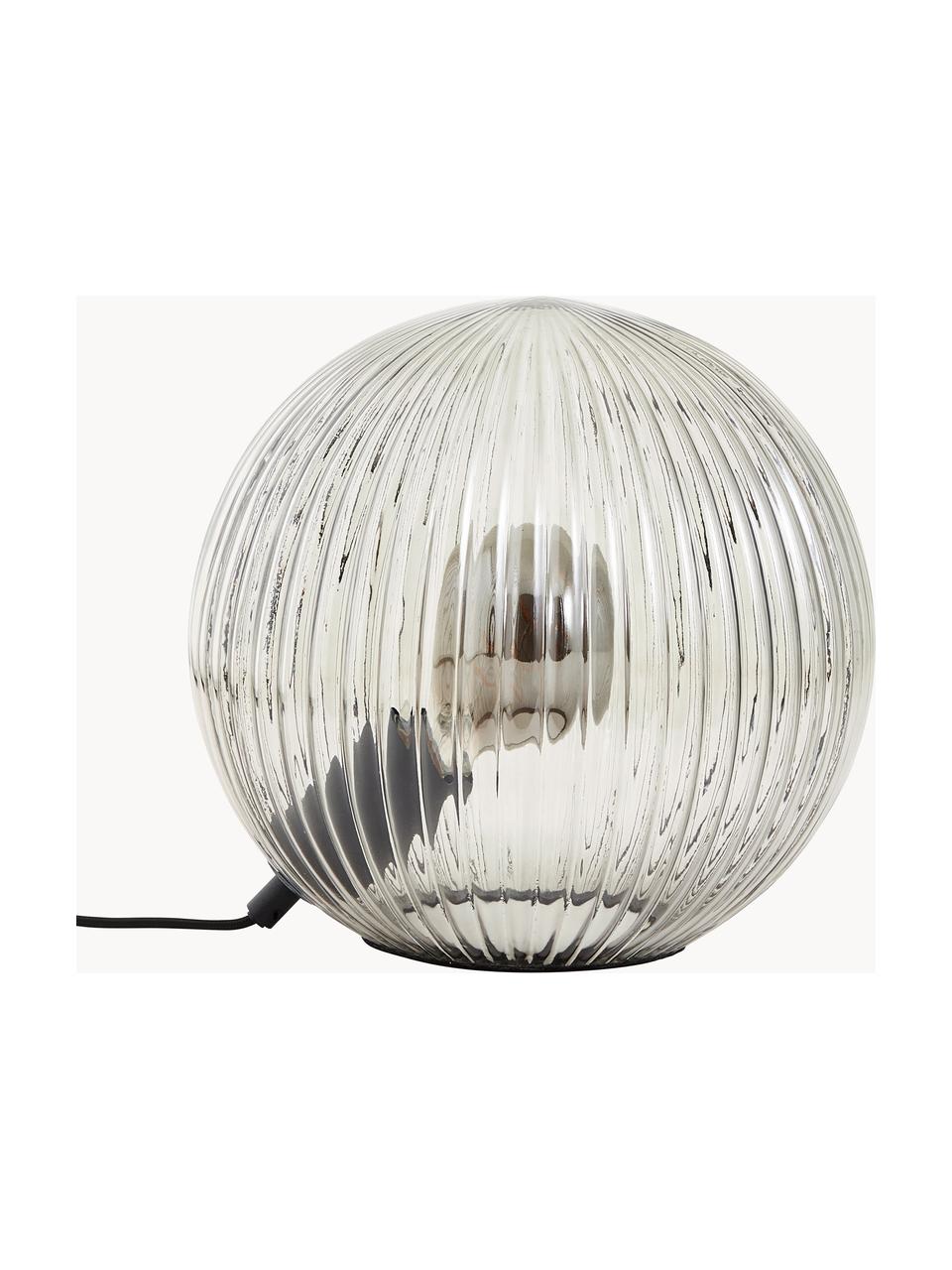Kleine Glas-Tischlampe Belado, geriffelt, Lampenschirm: Glas, Grau, Transparent, geriffelt, Ø 25 x H 24 cm
