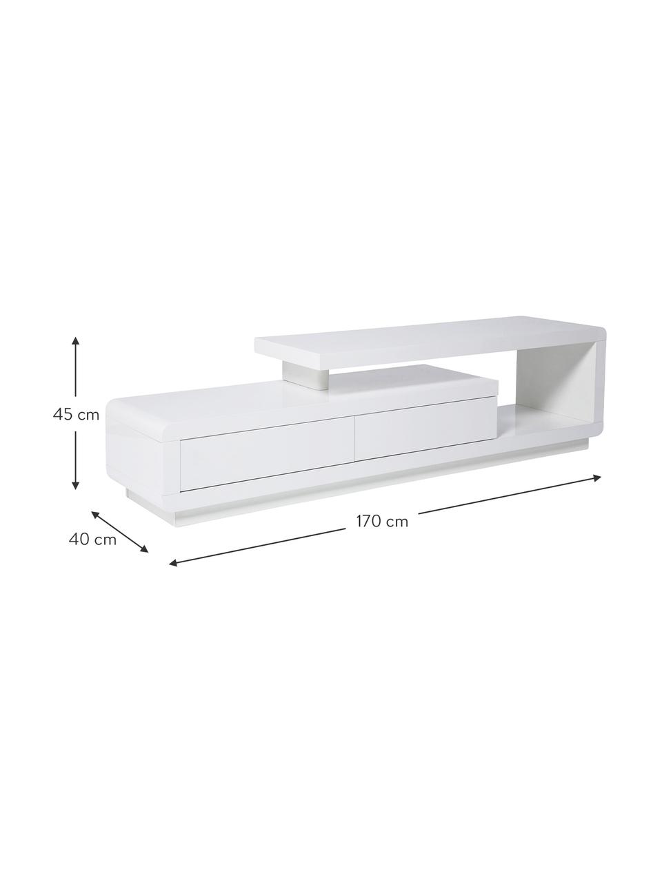 Mueble TV Loft, Tablero de fibras de densidad media (MDF), pintado, Blanco, An 170 x F 40 cm