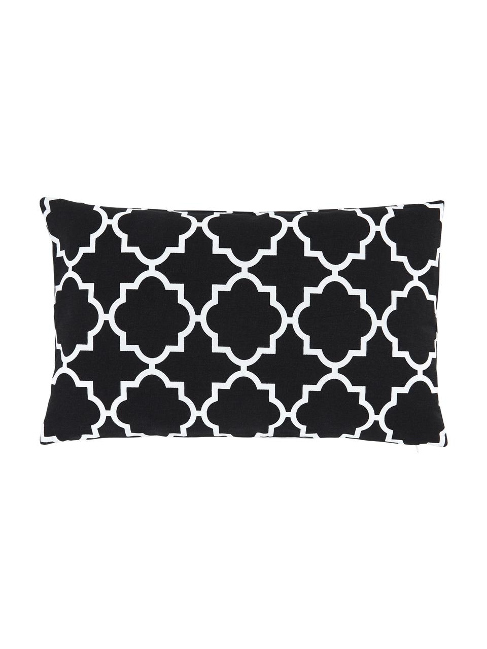 Housse de coussin rectangulaire graphique Lana, Noir, blanc