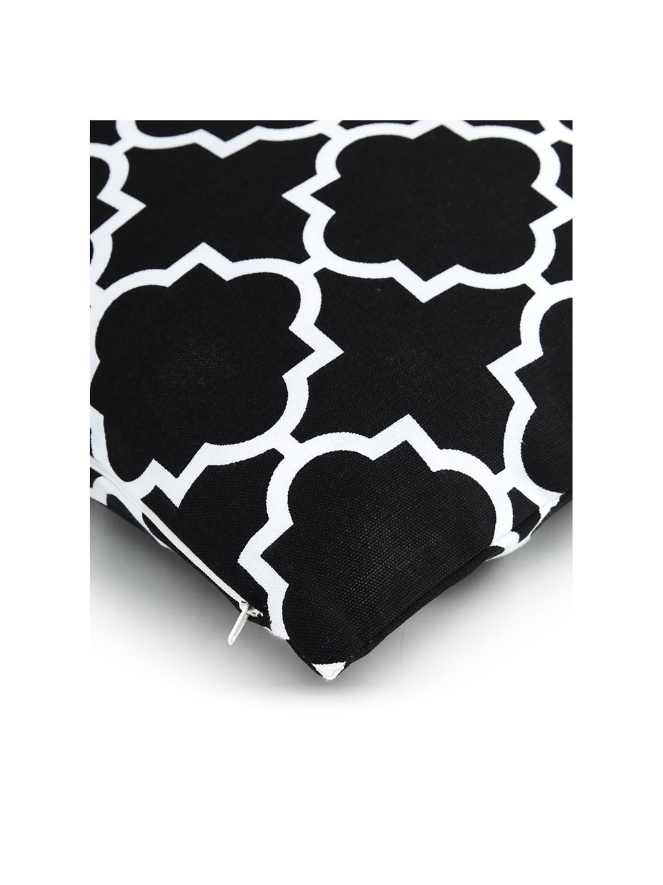 Housse de coussin rectangulaire graphique Lana, Noir, blanc