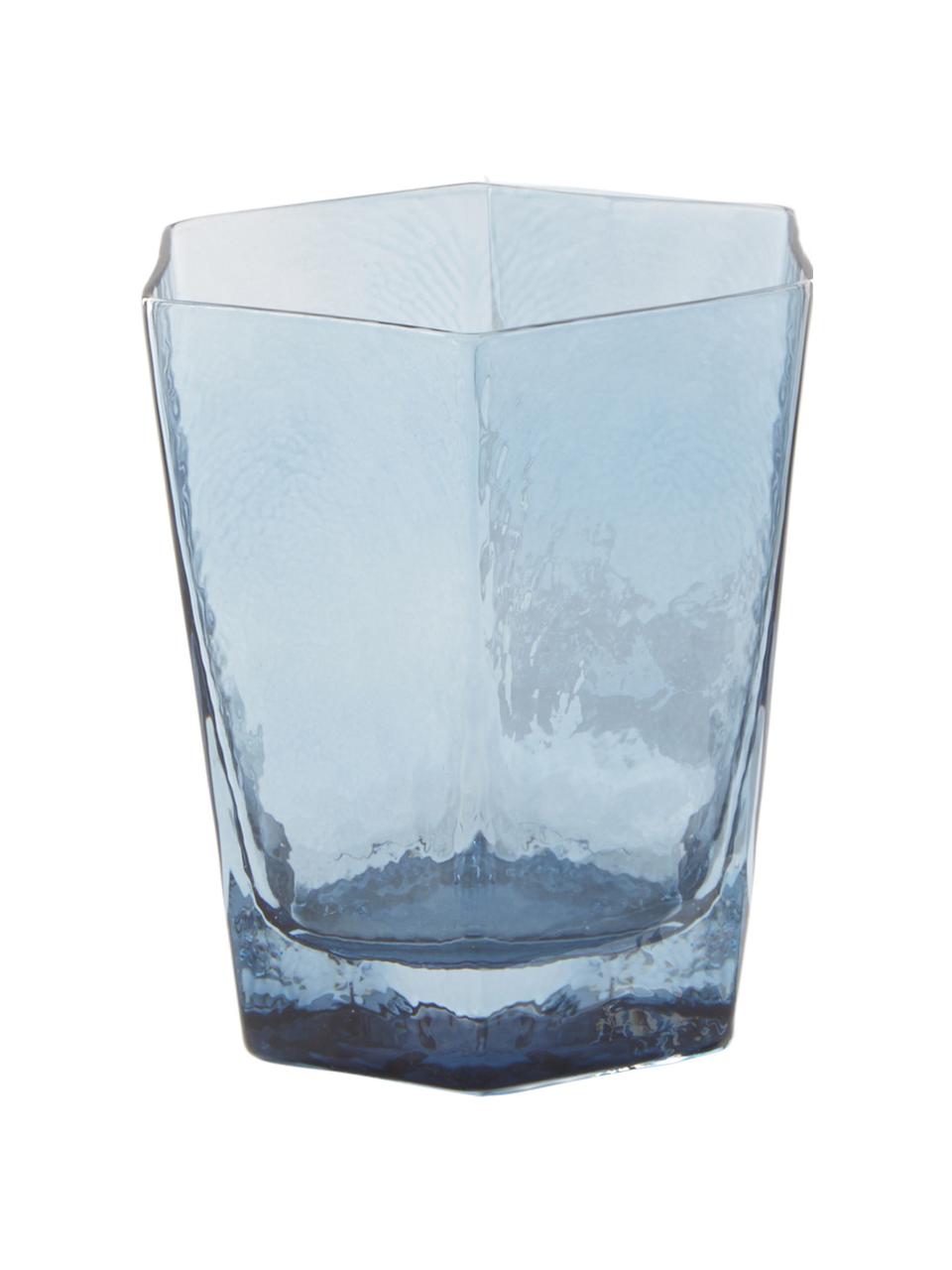 Waterglazen Amory in blauw, 4 stuks, Glas, Blauw, transparant, Ø 10 x H 11 cm, 380 ml