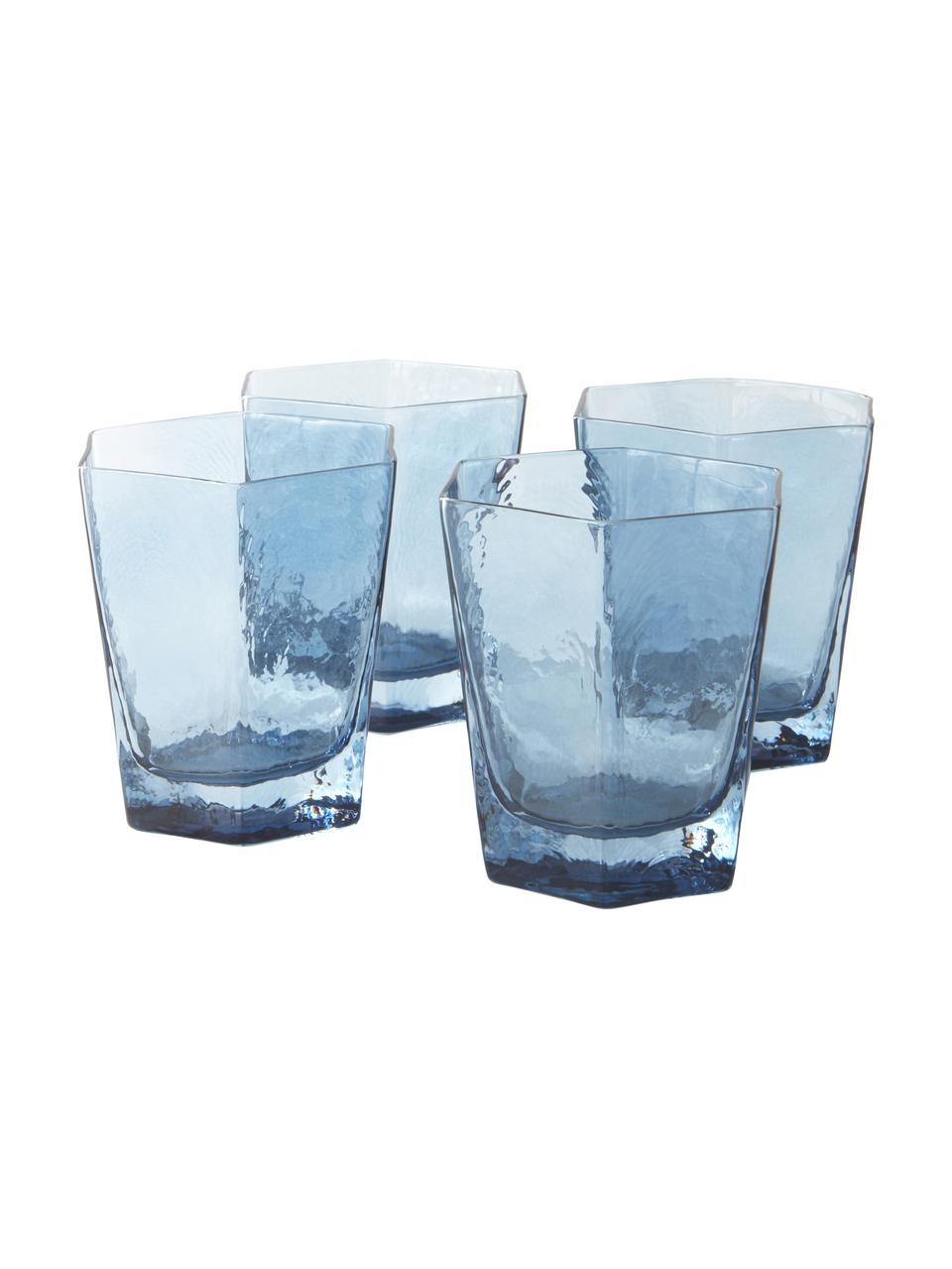 Vasos Amory, 4 uds., Vidrio, Azul transparente, Ø 10 x Al 11 cm, 380 ml