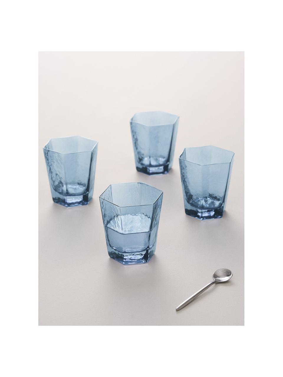 Sklenice Amory, 4 ks, Sklo, Modrá, transparentní, Ø 10 cm, V 11 cm, 380 ml