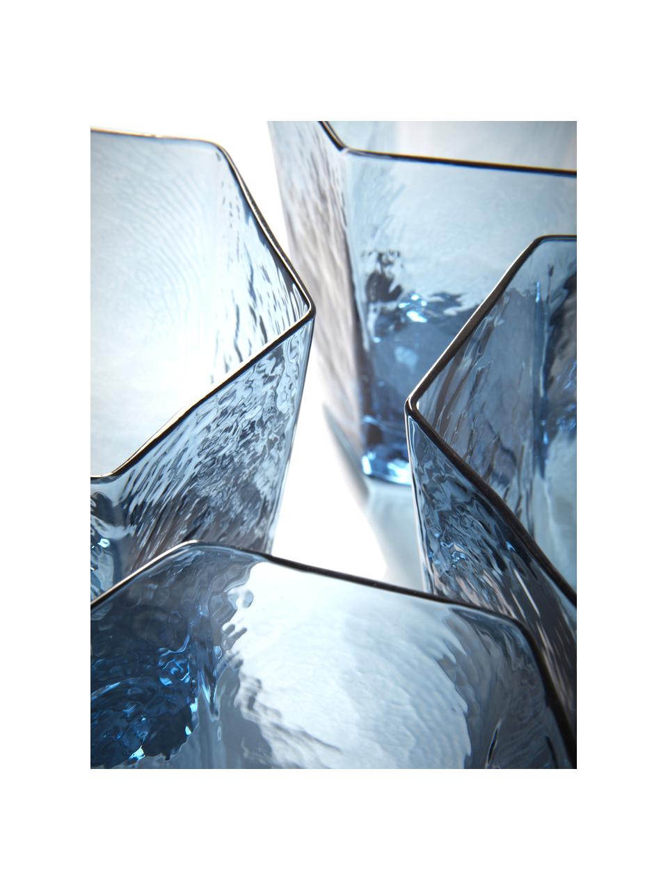 Verre à eau bleu Amory, 4 pièces, Verre, Bleu, transparent, Ø 10 x haut. 11 cm, 380 ml