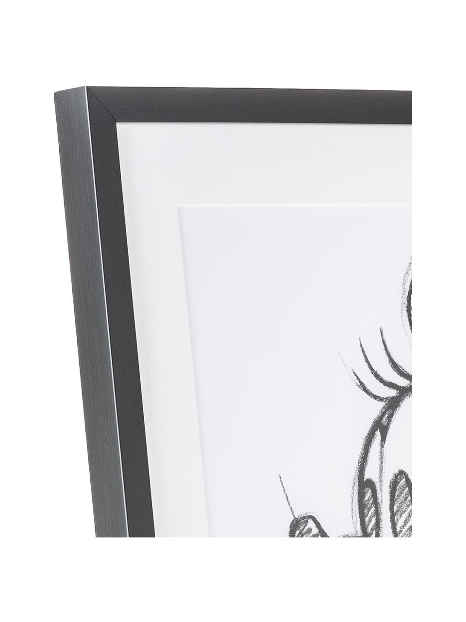 Impression numérique encadrée Minnie, Blanc, noir, larg. 50 x haut. 70 cm
