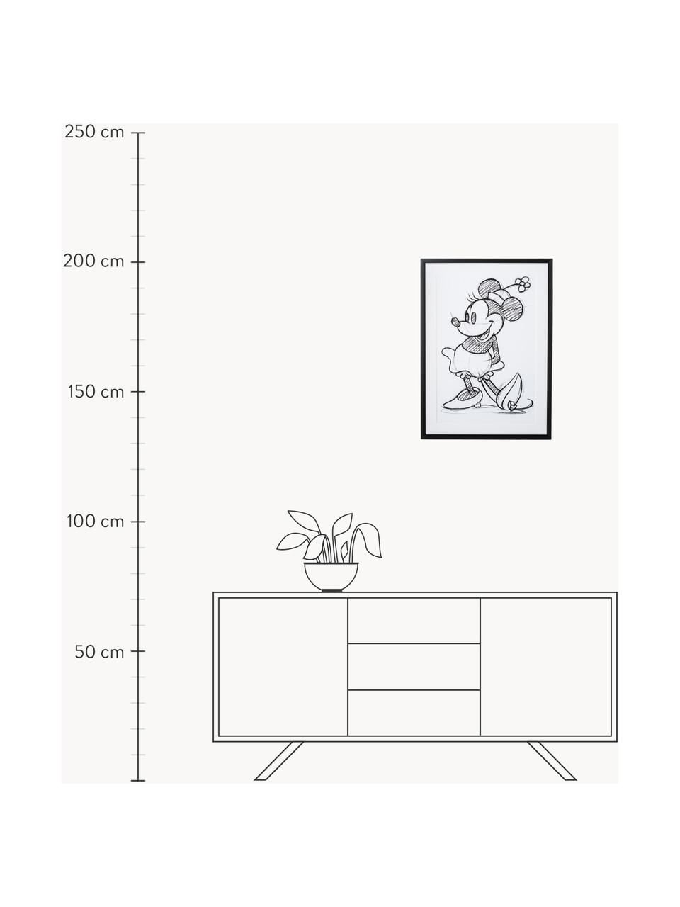 Gerahmter Digitaldruck Minnie, Bild: Digitaldruck, Rahmen: Kunststoff, Front: Glas, Minnie, B 50 x H 70 cm