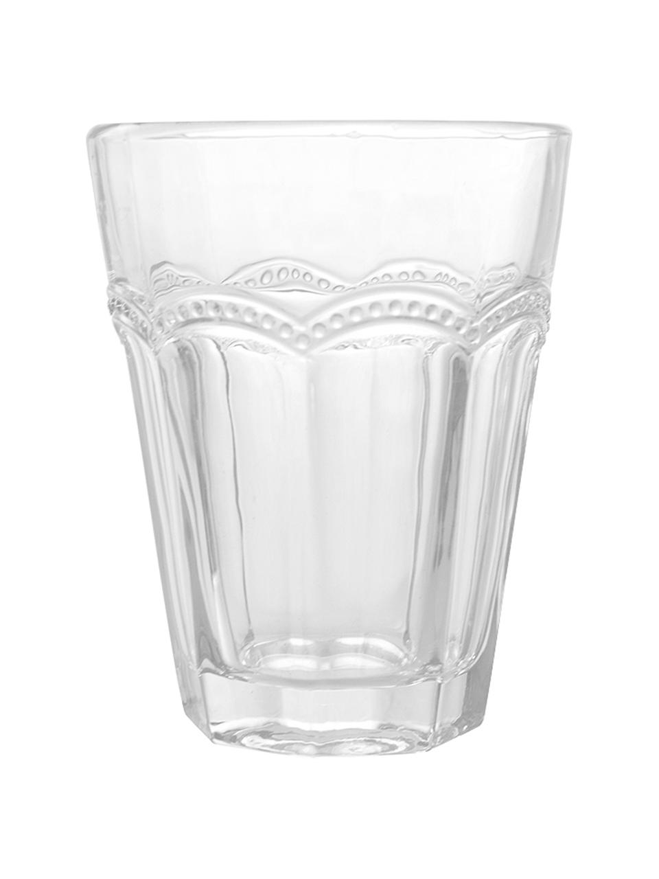 Vasos con relieve Floyd, 6 uds., Vidrio, Transparente, Ø 9 x Al 11 cm, 280 ml