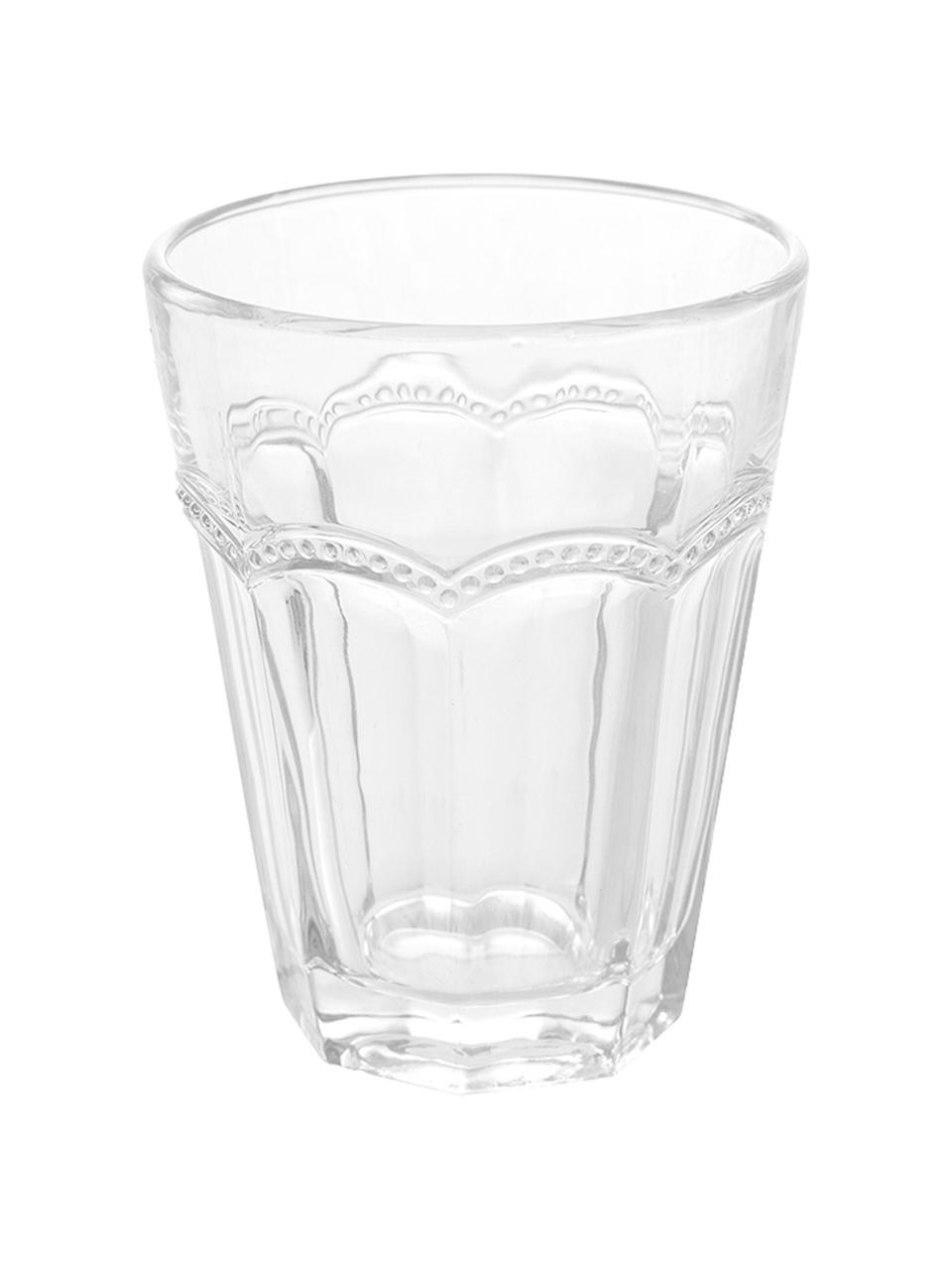 Vasos con relieve Floyd, 6 uds., Vidrio, Transparente, Ø 9 x Al 11 cm, 280 ml