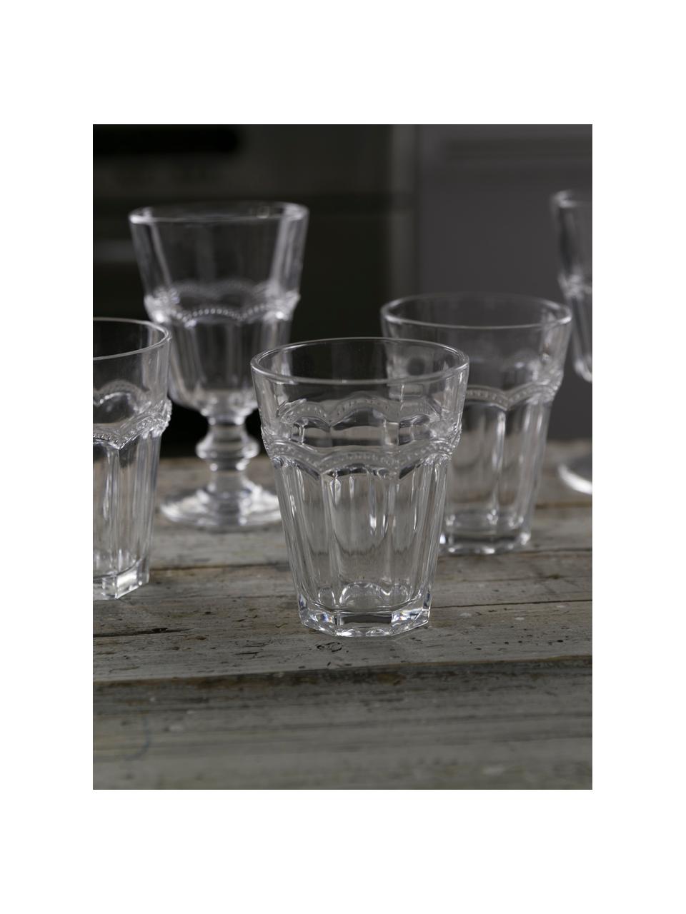 Vasos con relieve Floyd, 6 uds., Vidrio, Transparente, Ø 9 x Al 11 cm, 280 ml