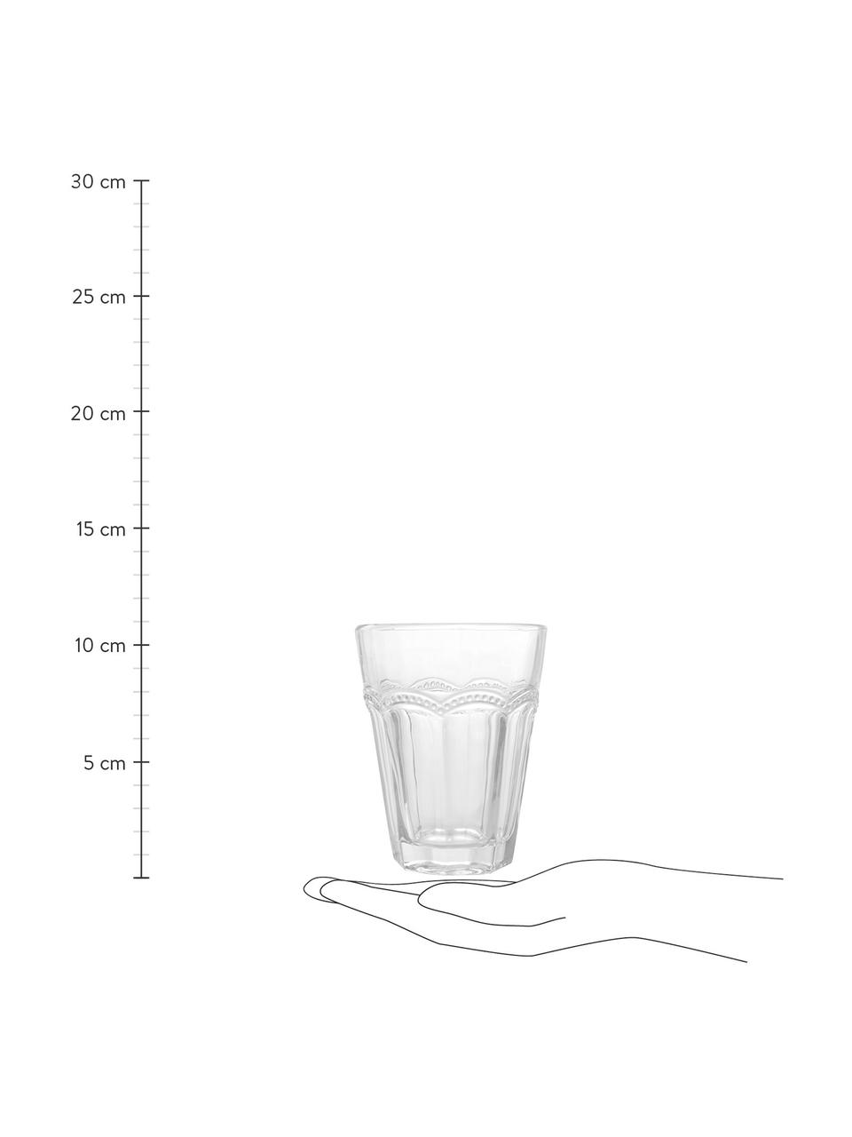 Poháre na vodu s reliéfom vo vidieckom štýle Floyd, 6 ks, Sklo, Priehľadná, Ø 9 x V 11 cm, 280 ml