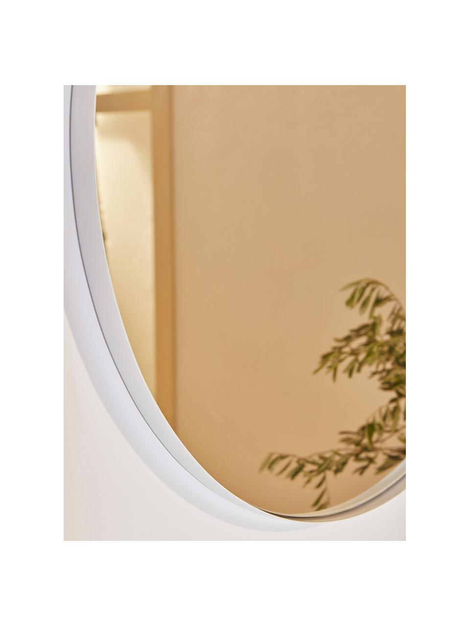 Espejo de pared redondo Ivy, Estructura: metal con pintura en polv, Parte trasera: tablero de fibras de dens, Espejo: cristal, Blanco, Ø 100 x F 3 cm