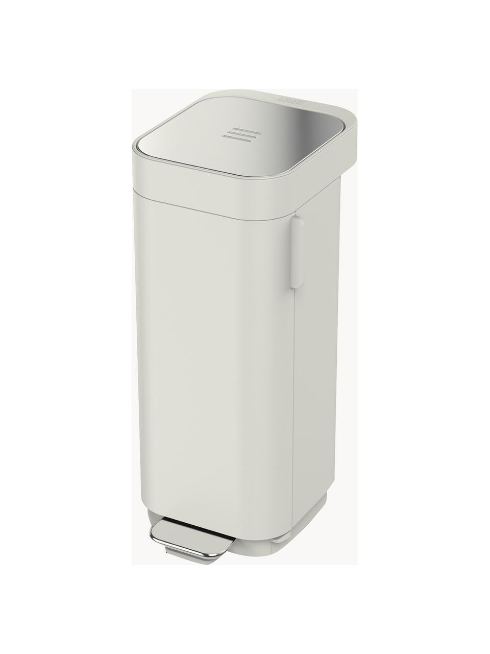 Abfalleimer Porta mit Airflow-Technologie, 40 L, Behälter: Kunststoff, Deckel: Edelstahl, gebürstet, Hellbeige, B 28 x T 40 cm, 40 L