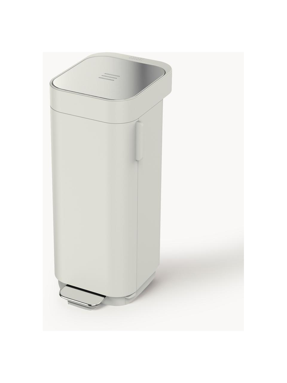 Abfalleimer Porta mit Airflow-Technologie, 40 L, Behälter: Kunststoff, Deckel: Edelstahl, gebürstet, Hellbeige, B 28 x T 40 cm, 40 L