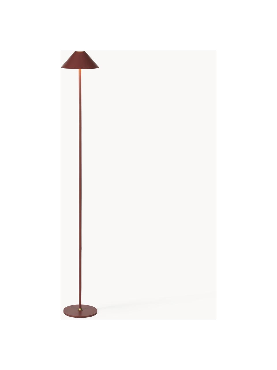 Kleine mobiele LED vloerlamp Hygge, dimbaar, Metaal, gecoat, Wijnrood, H 134 cm