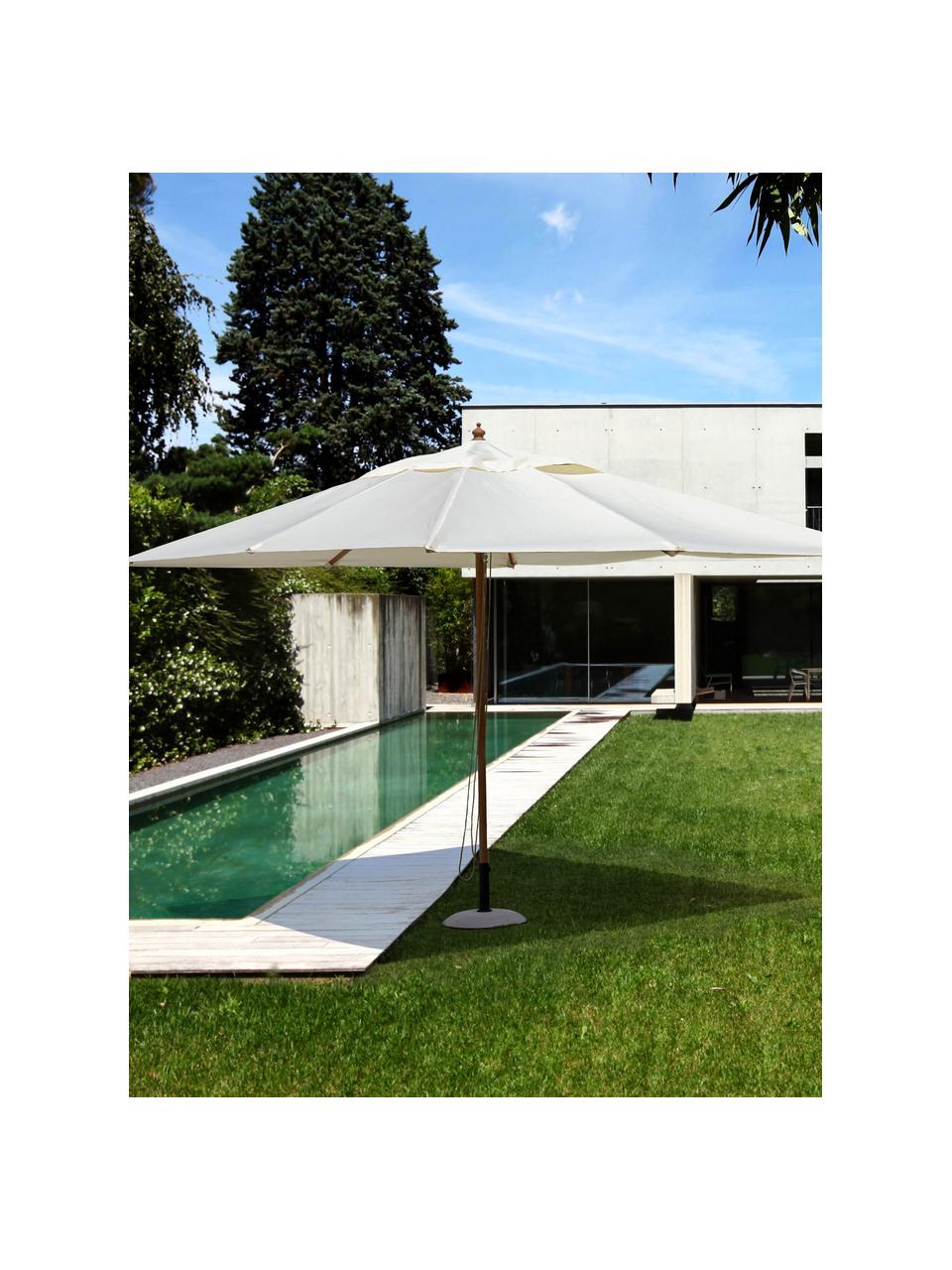 Parasol Eclipse, larg. 300 cm, Blanc crème, aspect bois, Ø 300 x haut. 260 cm