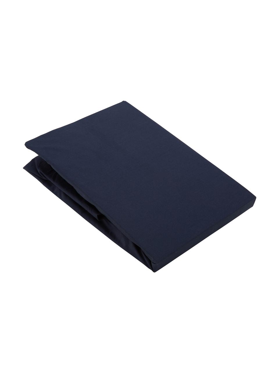 Hoeslaken Elsie, katoen perkal, Weeftechniek: perkal Draaddichtheid 200, Donkerblauw, B 140 x L 200 cm