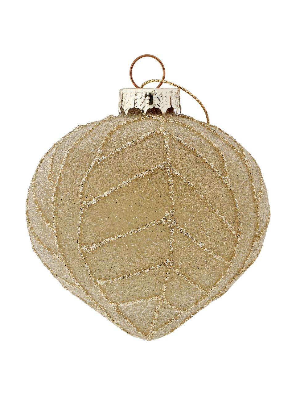 Bolas de Navidad Lavinia, Ø 8 cm, 12 uds., Vidrio, Rosa palo, beige, dorado, Ø 8 x Al 8 cm