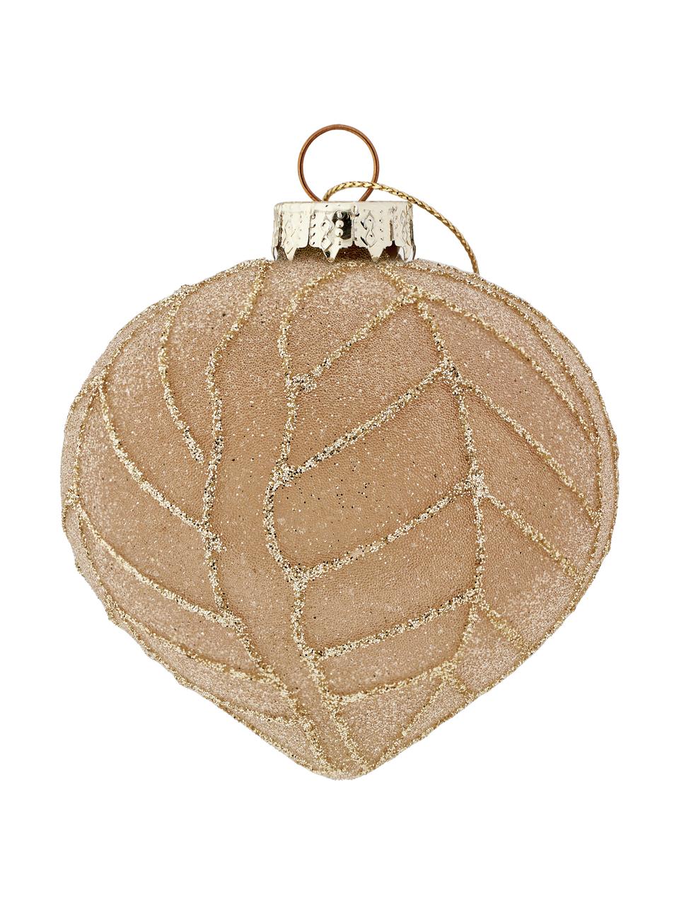 Bolas de Navidad Lavinia, Ø 8 cm, 12 uds., Vidrio, Rosa palo, beige, dorado, Ø 8 x Al 8 cm