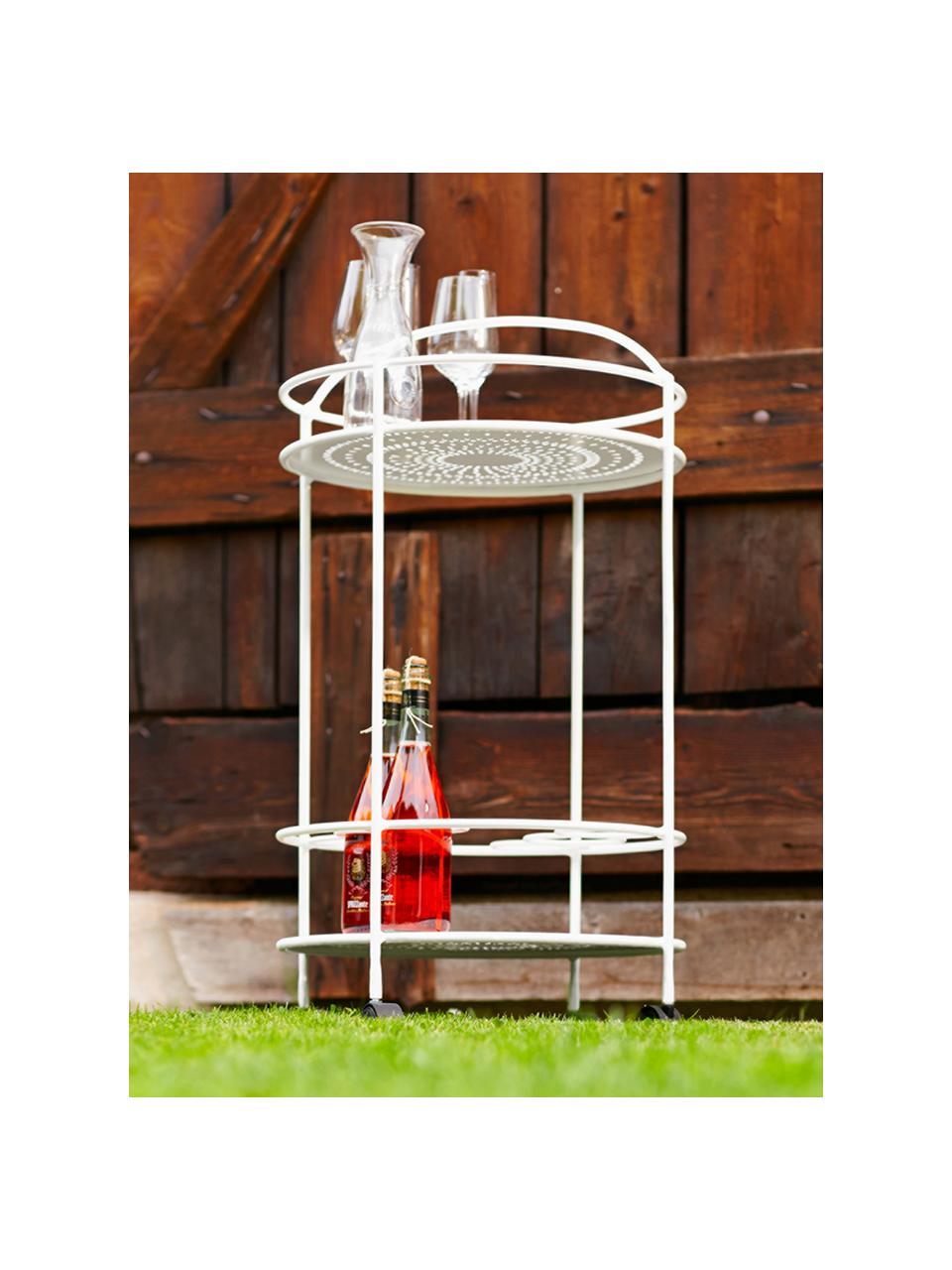 Bar cart Century met flessenhouder, Gepoedercoat metaal, Wit, Ø 48 x H 73 cm