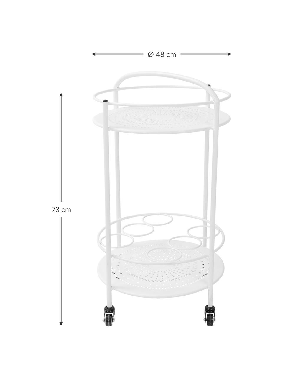 Bar cart Century met flessenhouder, Gepoedercoat metaal, Wit, Ø 48 x H 73 cm