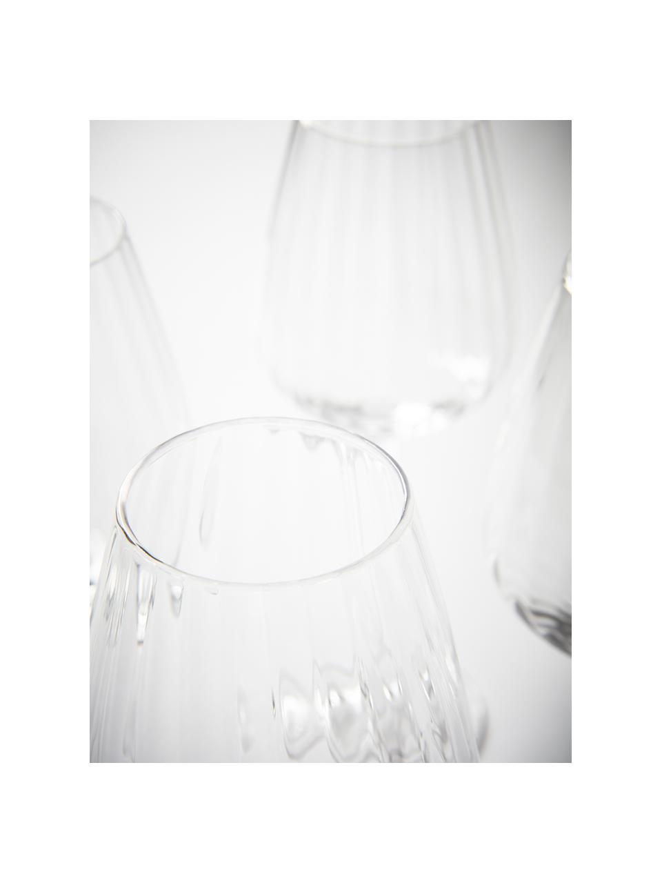 Witte wijnglazen Akia met groefstructuur, 4 stuks, Glas, Transparant, Ø 8 x H 24 cm