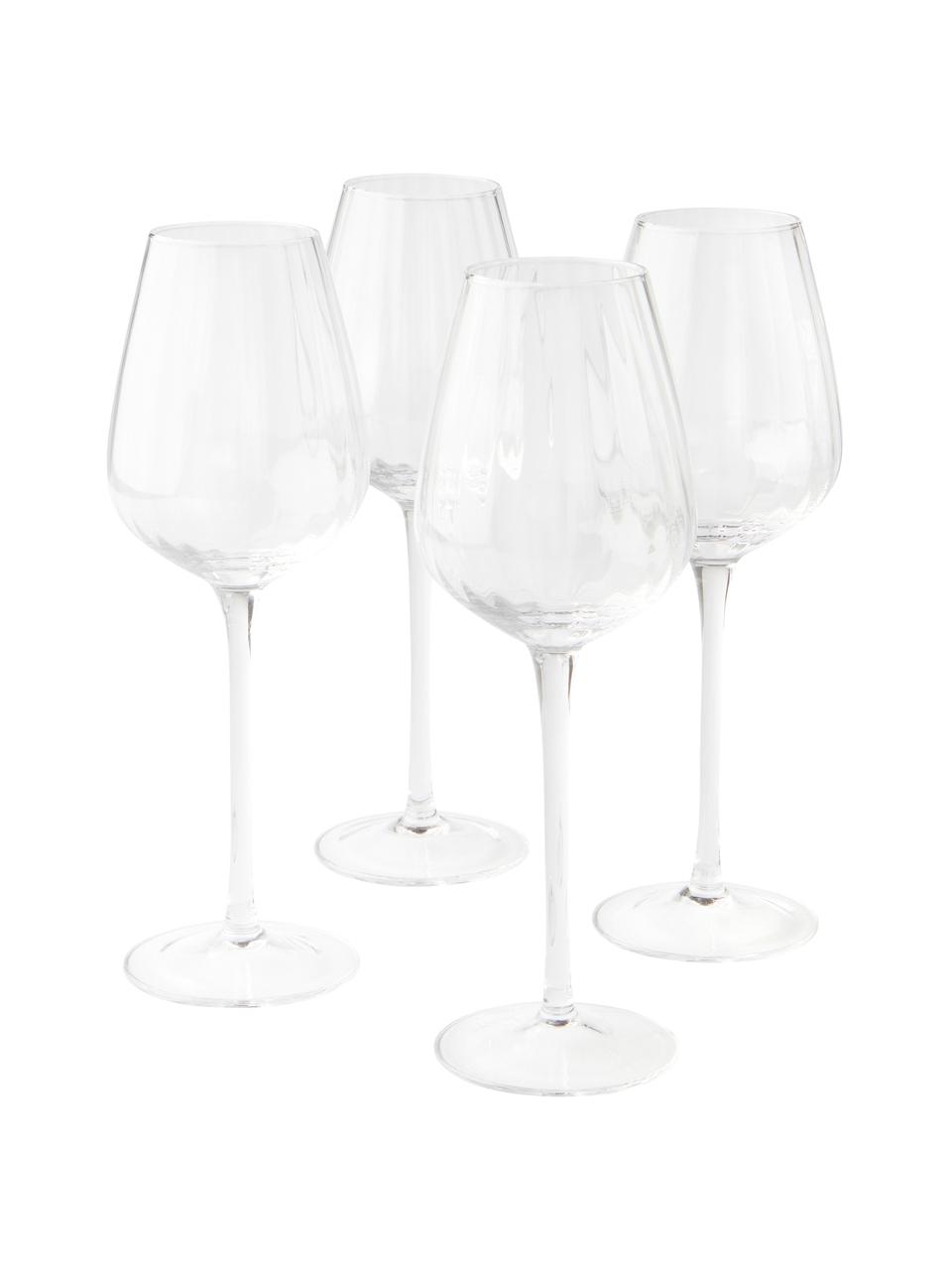 Bicchiere vino bianco con struttura scanalata Akia 4 pz, Vetro, Trasparente, Ø 8 x Alt. 24 cm