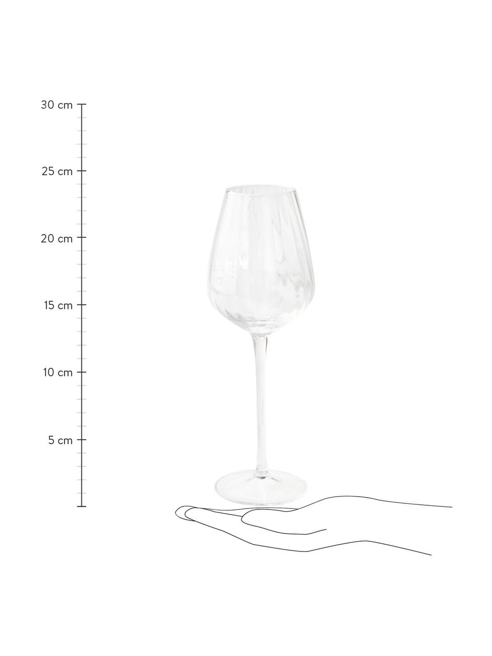 Witte wijnglazen Akia met groefstructuur, 4 stuks, Glas, Transparant, Ø 8 x H 24 cm
