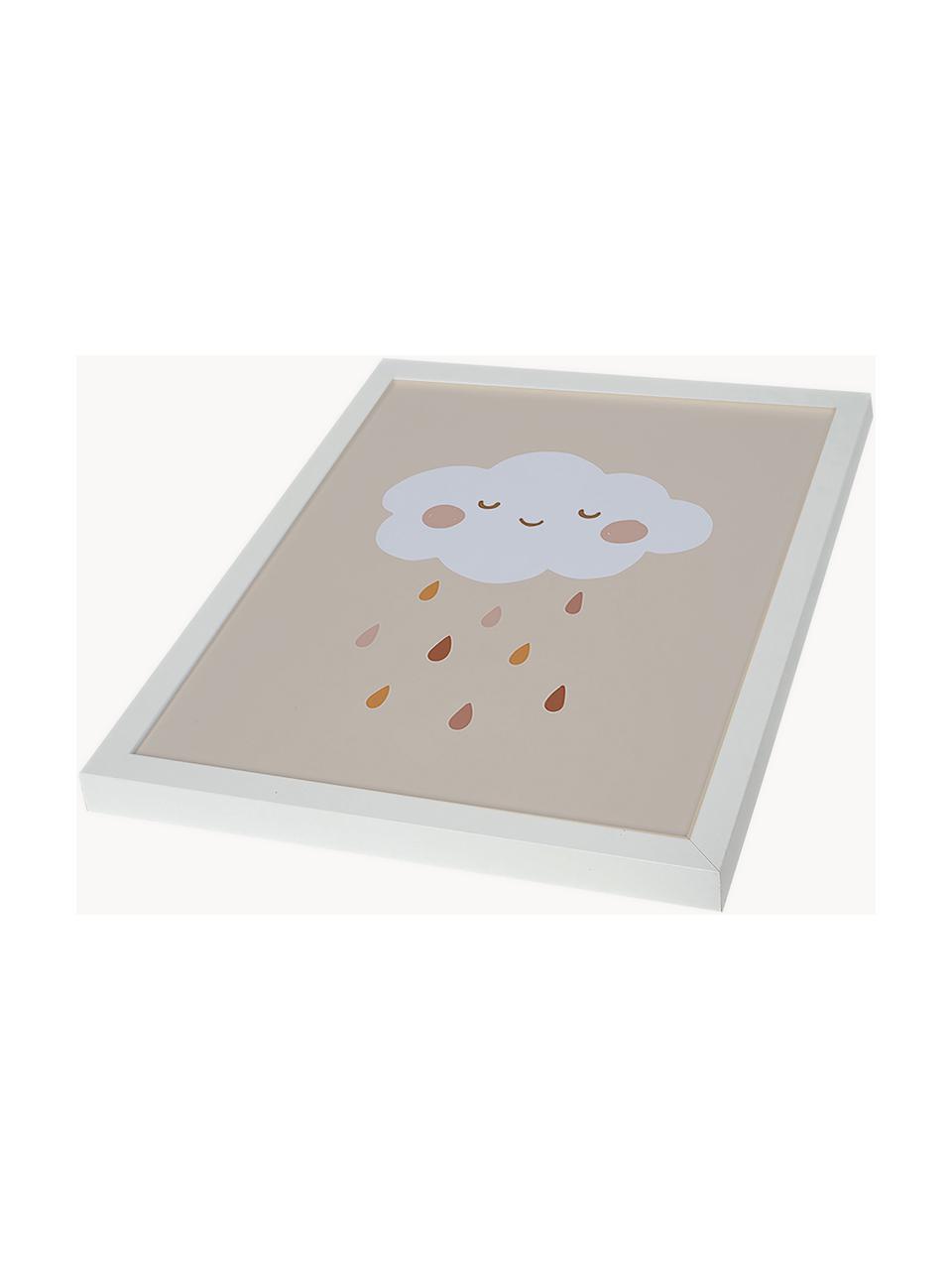 Gerahmter Digitaldruck Lovely Rain, Rahmen: Buchenholz, FSC zertifizi, Bild: Digitaldruck auf Papier, , Front: Acrylglas, Weiß, Hellbeige, Brauntöne, B 33 x H 43 cm