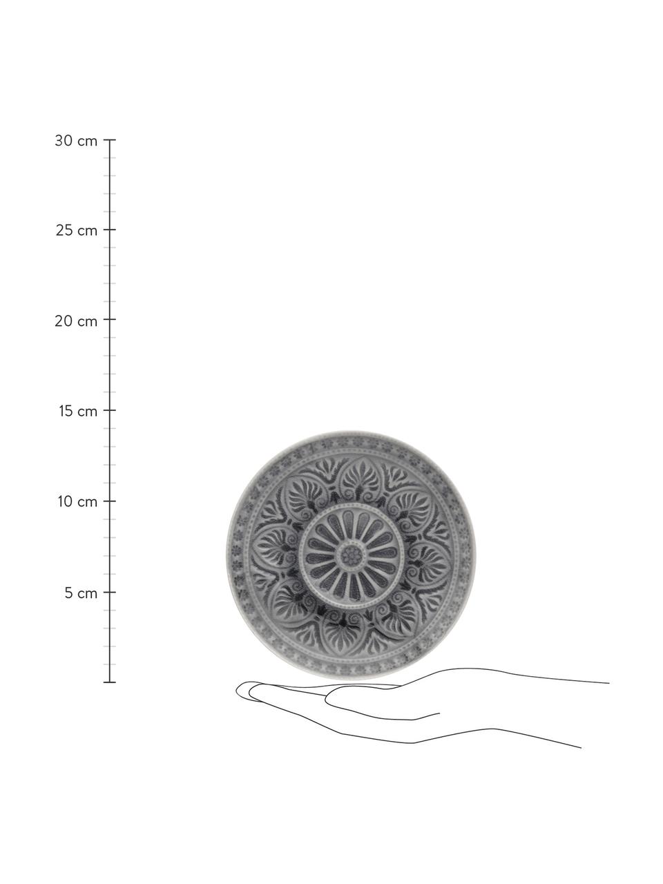 Ręcznie malowany talerz śniadaniowy Sumatra, 2 szt., Kamionka, Szary, Ø 14 x W 2 cm