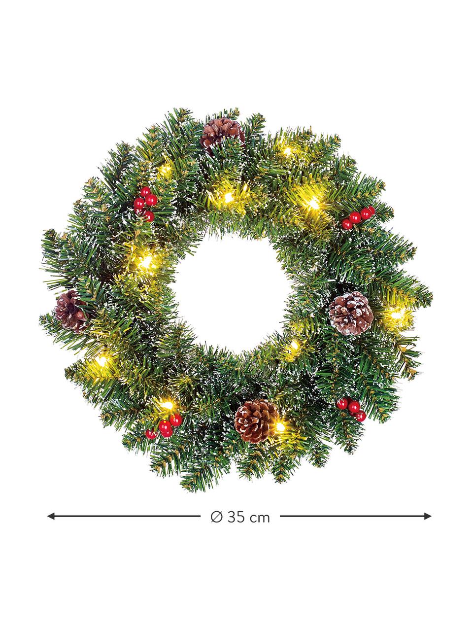 Wieniec świąteczny LED Creston, Tworzywo sztuczne, Ciemny zielony, Ø 35 cm