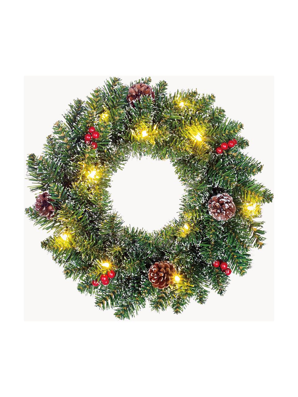Ghirlanda natalizia a LED Creston, Plastica, Verde scuro, Ø 35 cm