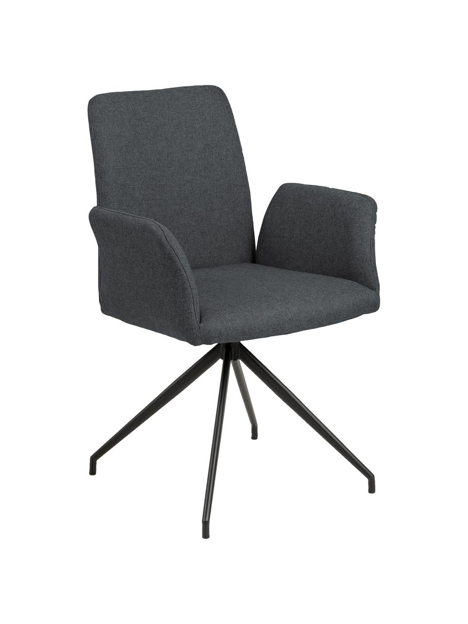 Krzesło tapicerowane Naya, obrotowe, Tapicerka: poliester Dzięki tkaninie, Stelaż: metal malowany proszkowo, Ciemnoszara tkanina, S 59 x G 59 cm