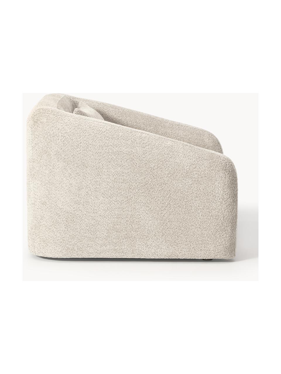 Fauteuil convertible en peluche-bouclé Eliot, Peluche-bouclé blanc cassé, larg. 100 x prof. 94 cm