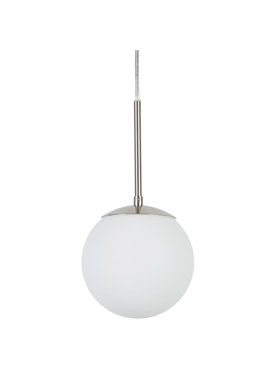 Malé závěsné svítidlo z opálového skla Cafe, Bílá, stříbrná, Ø 20 cm, V 33 cm