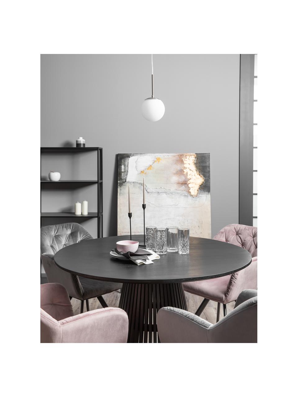 Kleine hanglamp Cafe van opaalglas, Lampenkap: wit, Decoratie: metaal, Baldakijn: kunststof, Wit, zilverkleurig, Ø 20  x H 33 cm